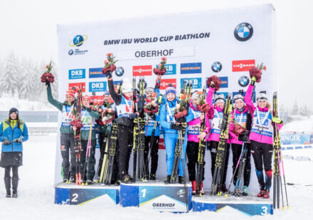 Pódium štafety žen